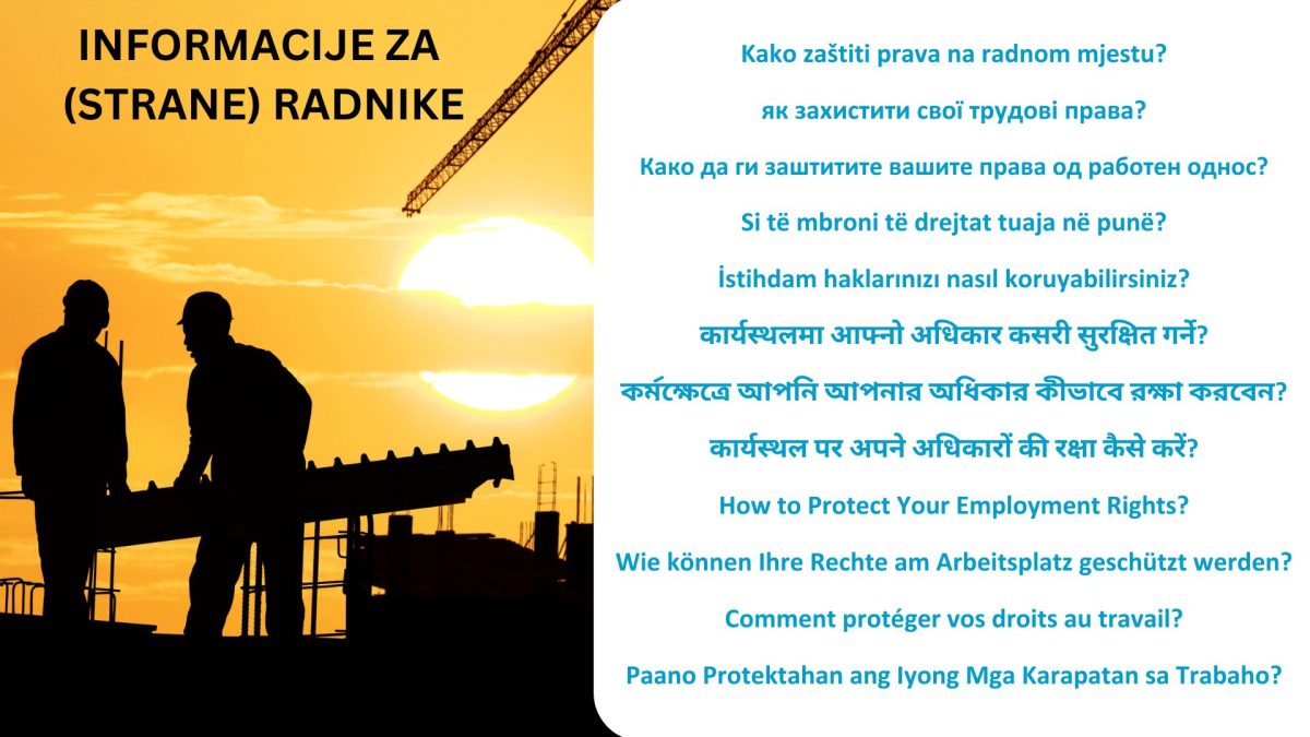 Informacije za (strane) radnike – Kako zaštititi svoja prava na radnom mjestu?