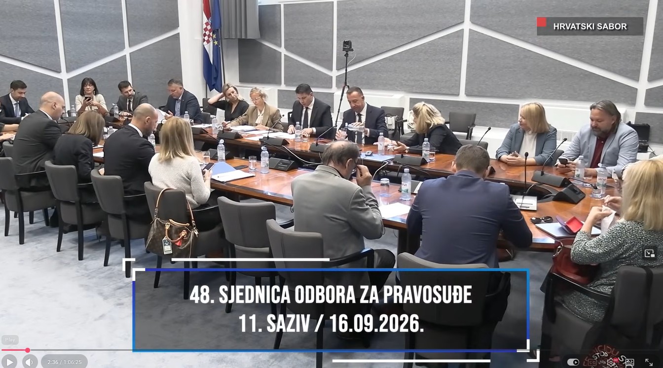 Sjednica Odbora za pravosuđe 16. 9. 2026. godine